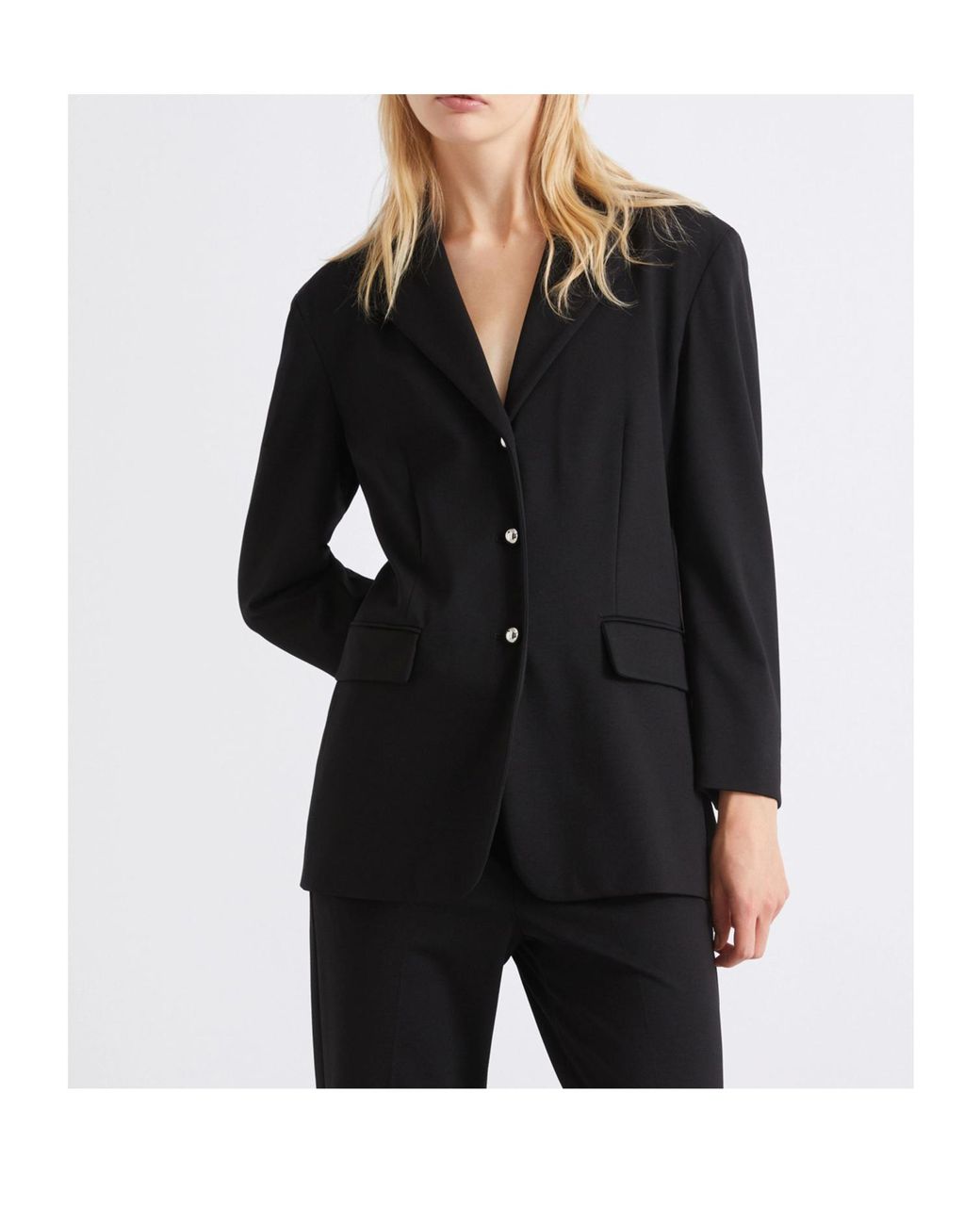 Marella Black Single-Breasted Stretch Jersey Blazer