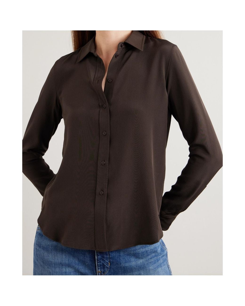 Nili Lotan Black Gaia Silk Long-Sleeve Shirt