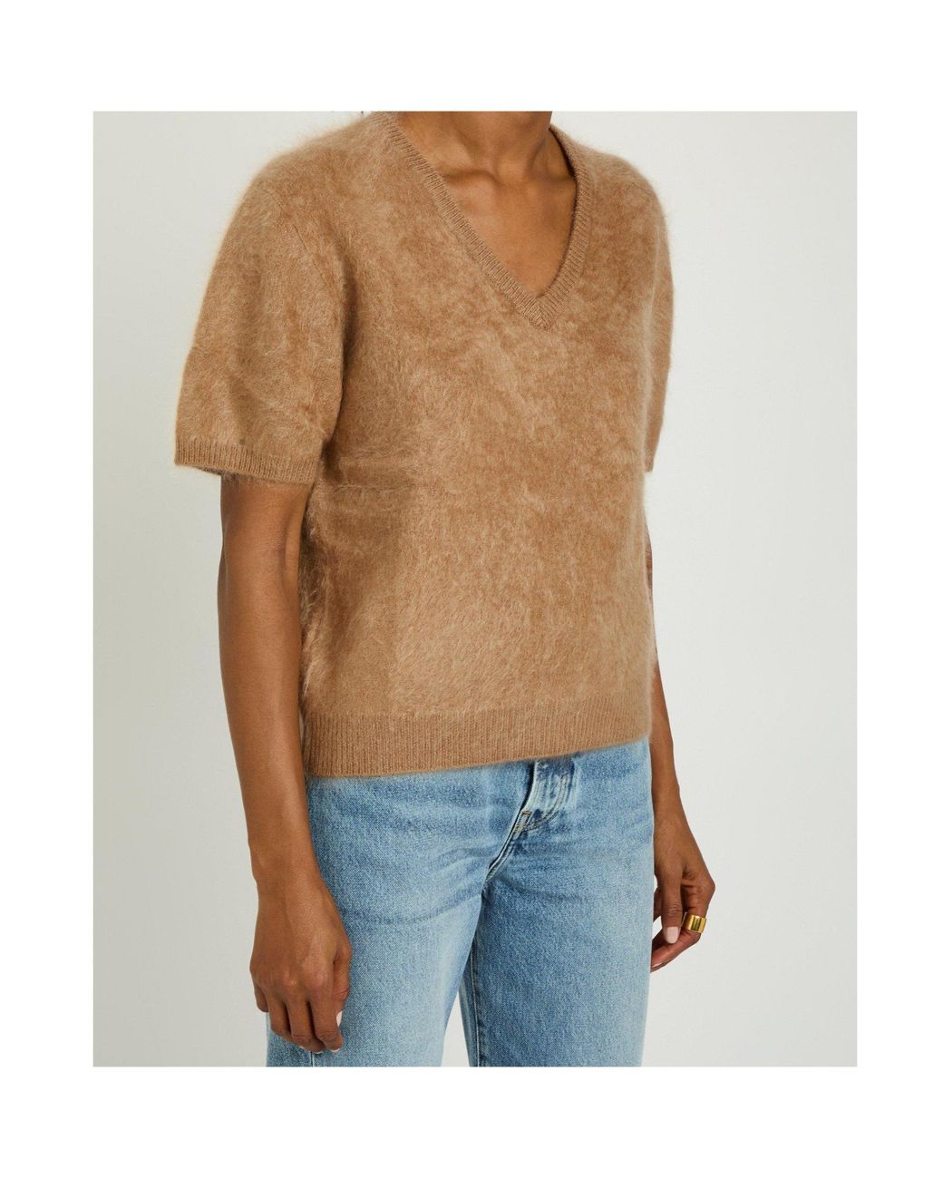 Lisa Yang Brown Brushed Design Sweater