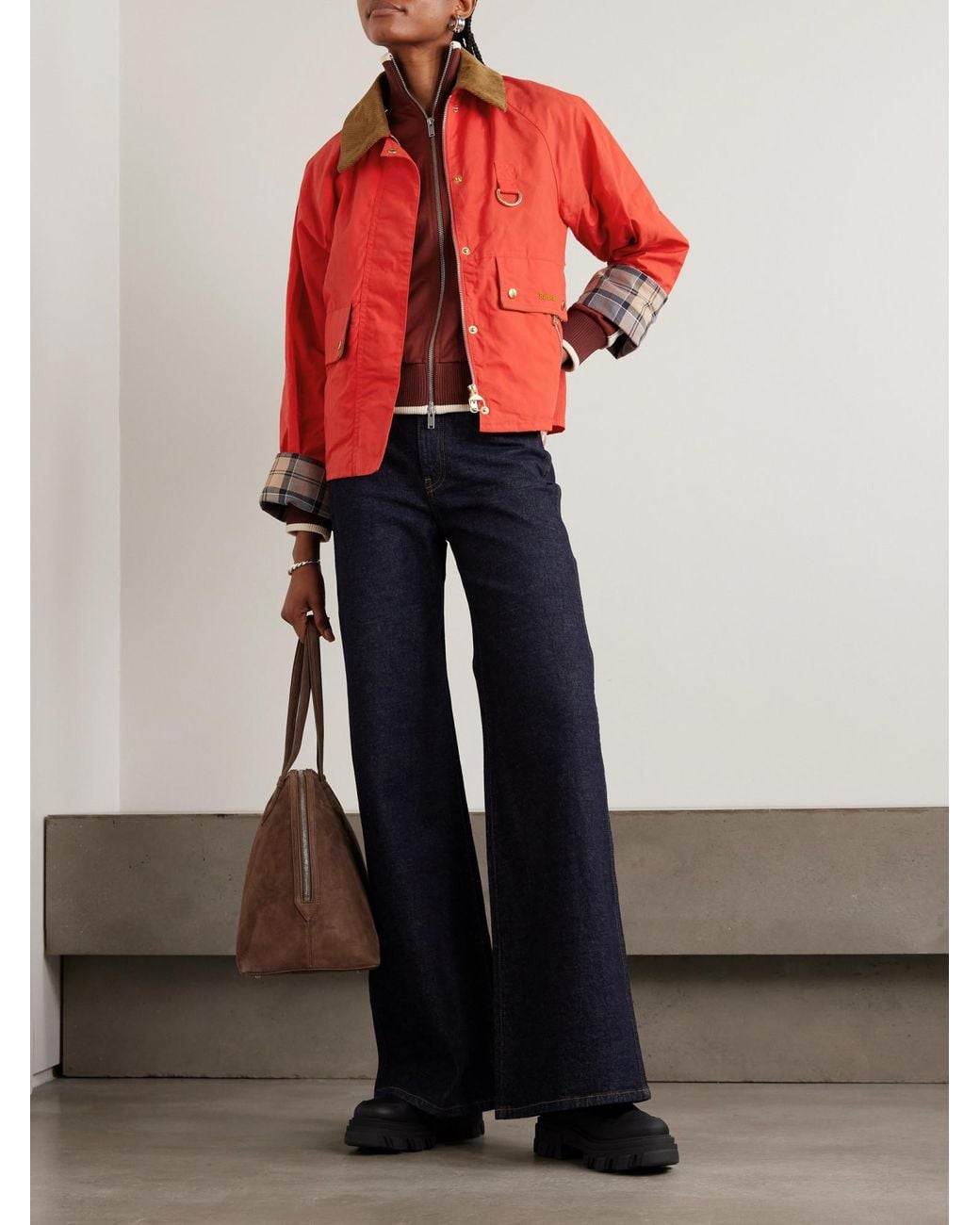 Barbour Red Cropped Cotton Jacket