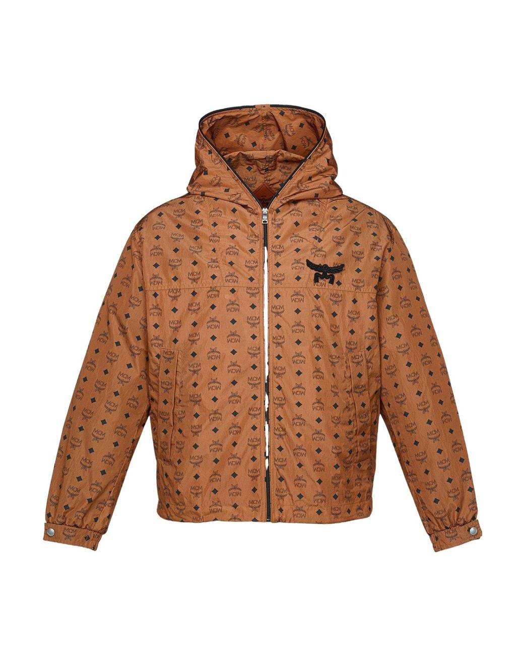 MCM Brown Monogram-Printed Zipped Hooded Jacket for men