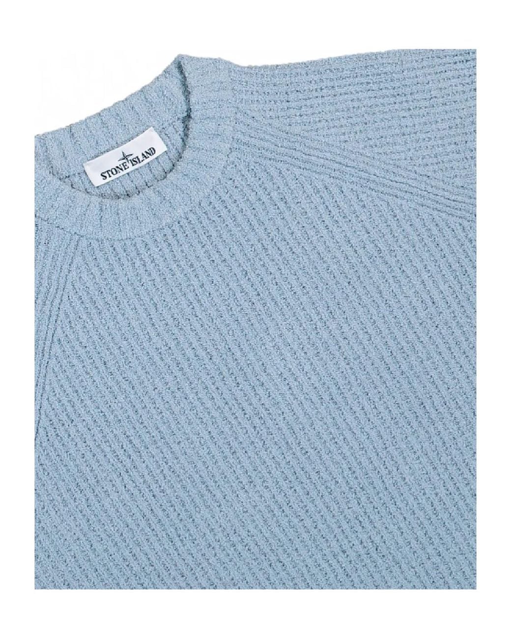 Stone Island Blue Logo Patch Crewneck Jumper for men
