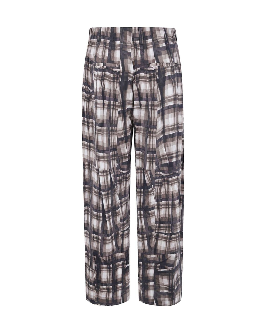 Pierre Louis Mascia Gray Plaid Straight-Leg Trousers