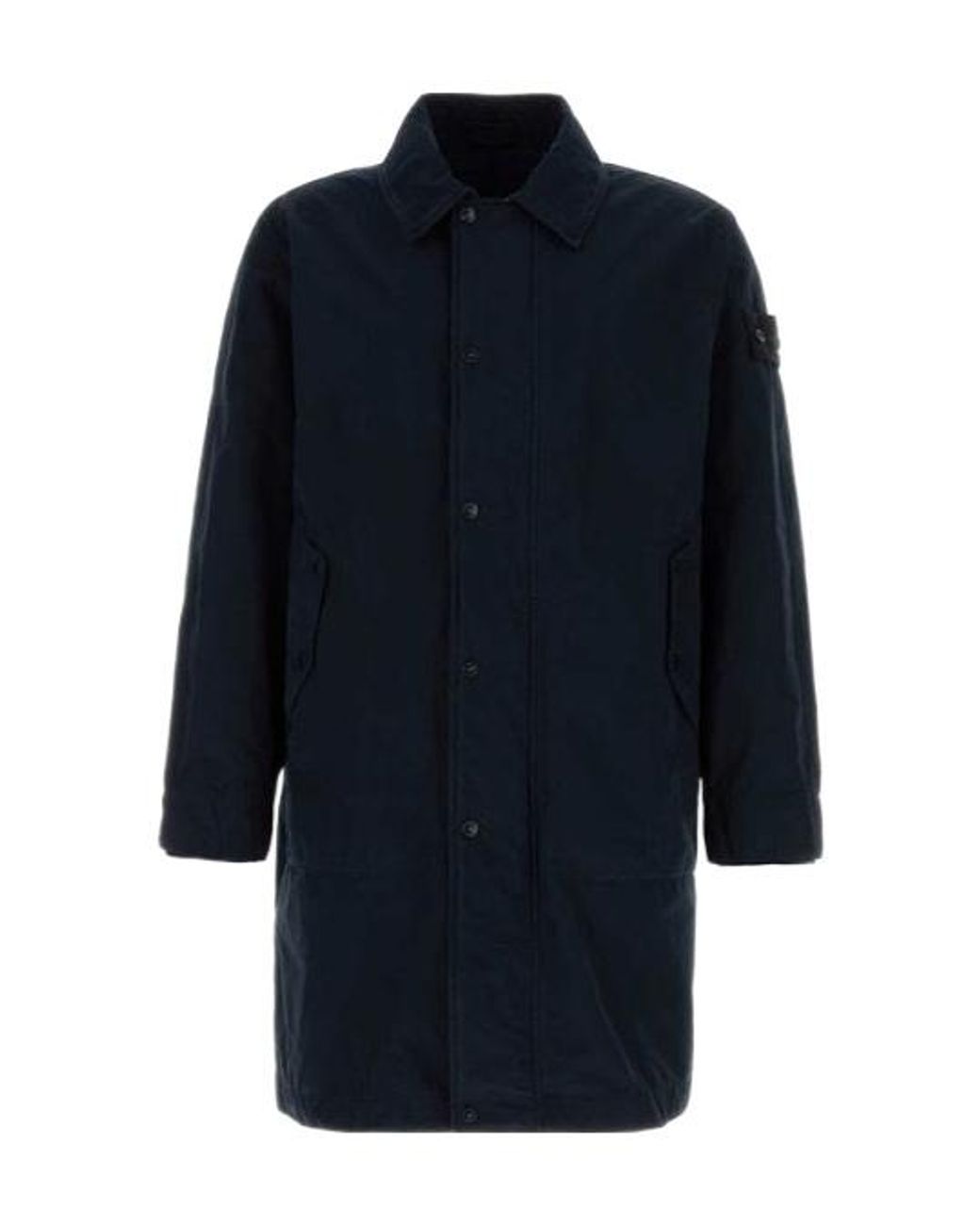 Stone Island Blue Long Trench Coat for men