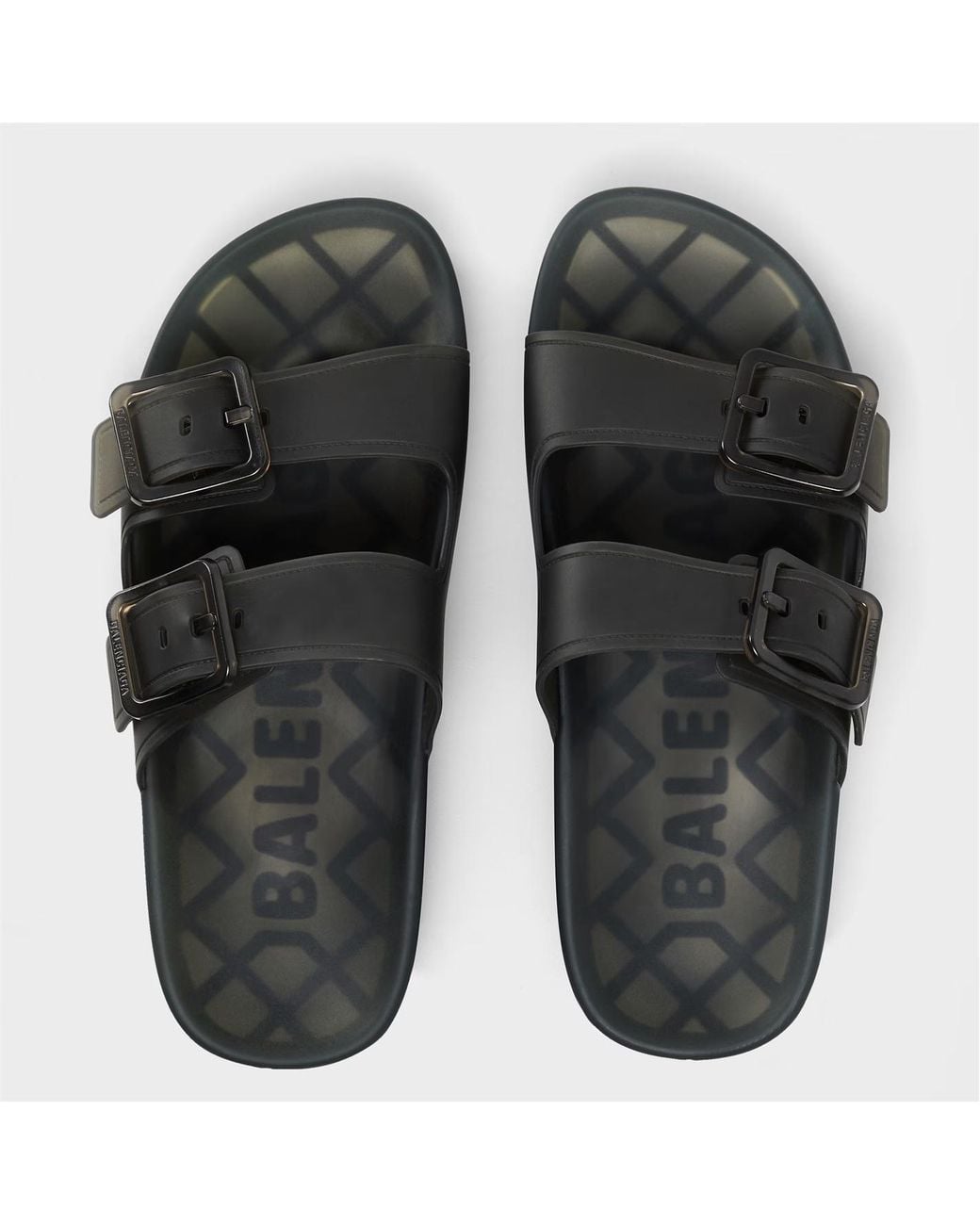 Balenciaga Black Buckle Platform Slippers