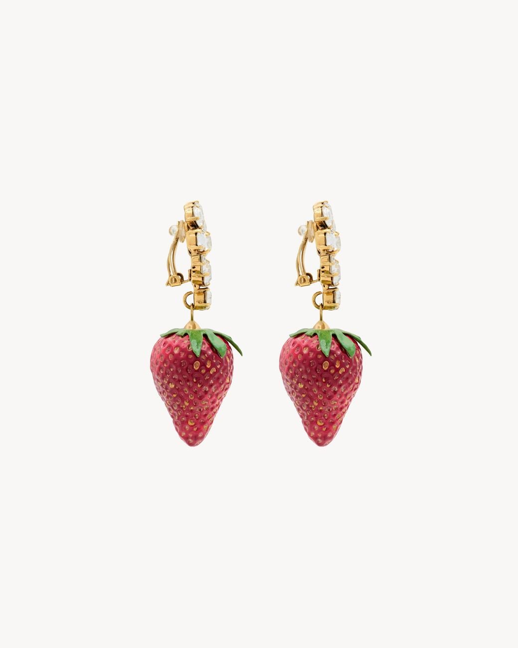 Saint Laurent Pink Embellished Strawberry Earrings