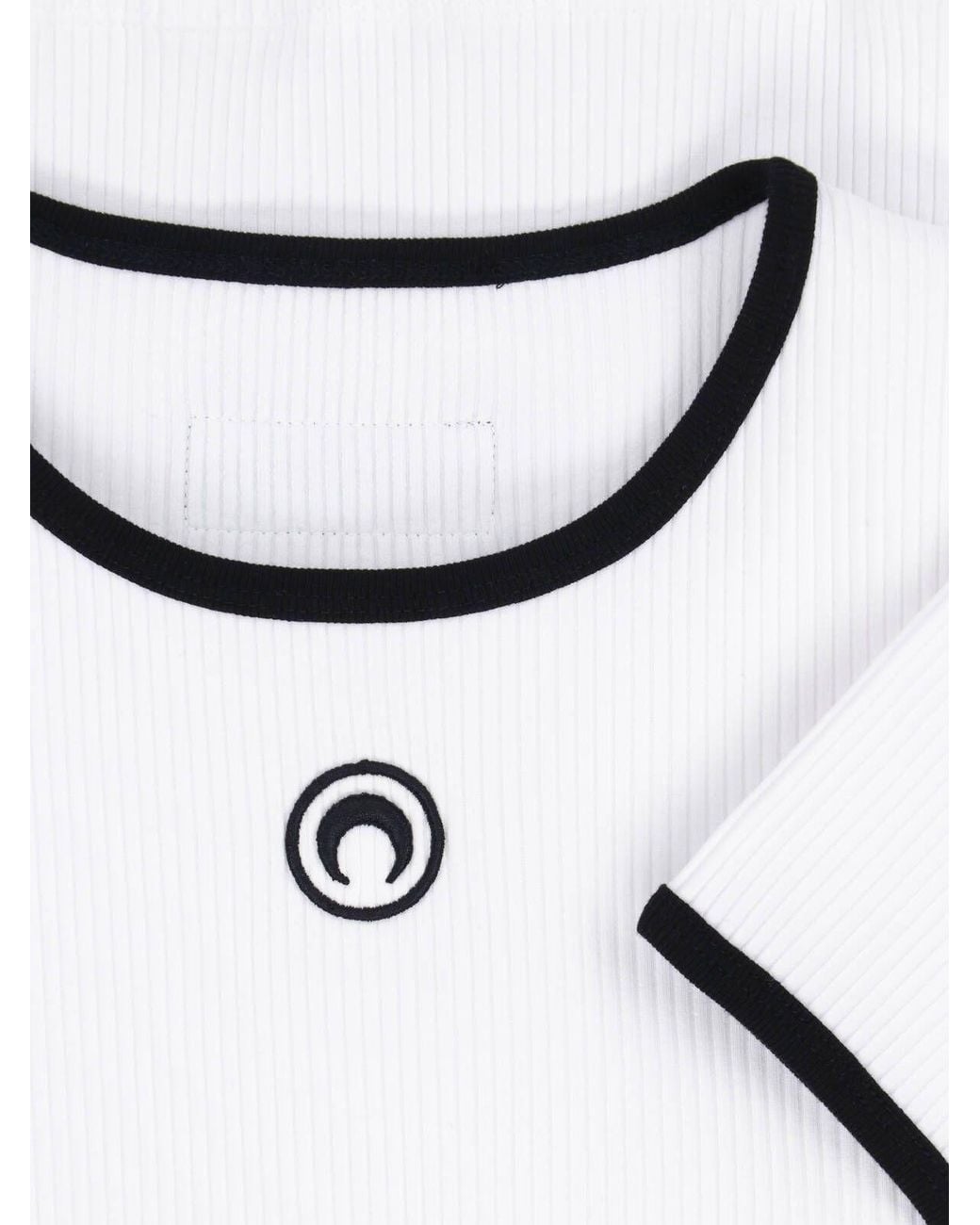 MARINE SERRE White Moon Embroidered Ribbed Top