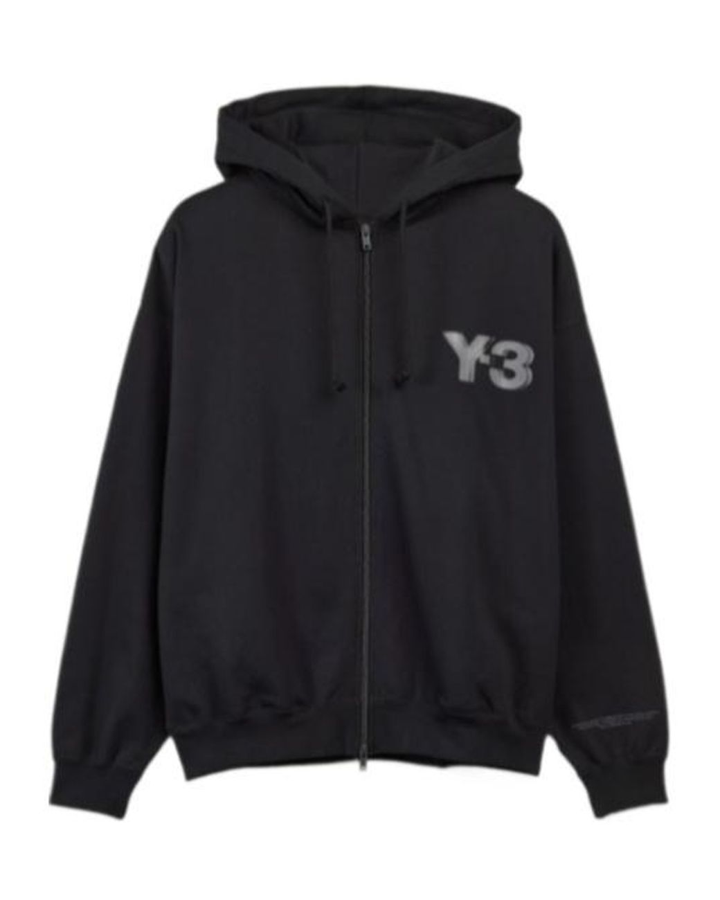 Y-3 Black Logo Printed Zip-Up Hoodie for men