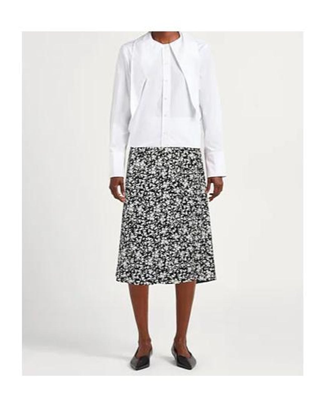 Ganni White Printed Midi Skirt