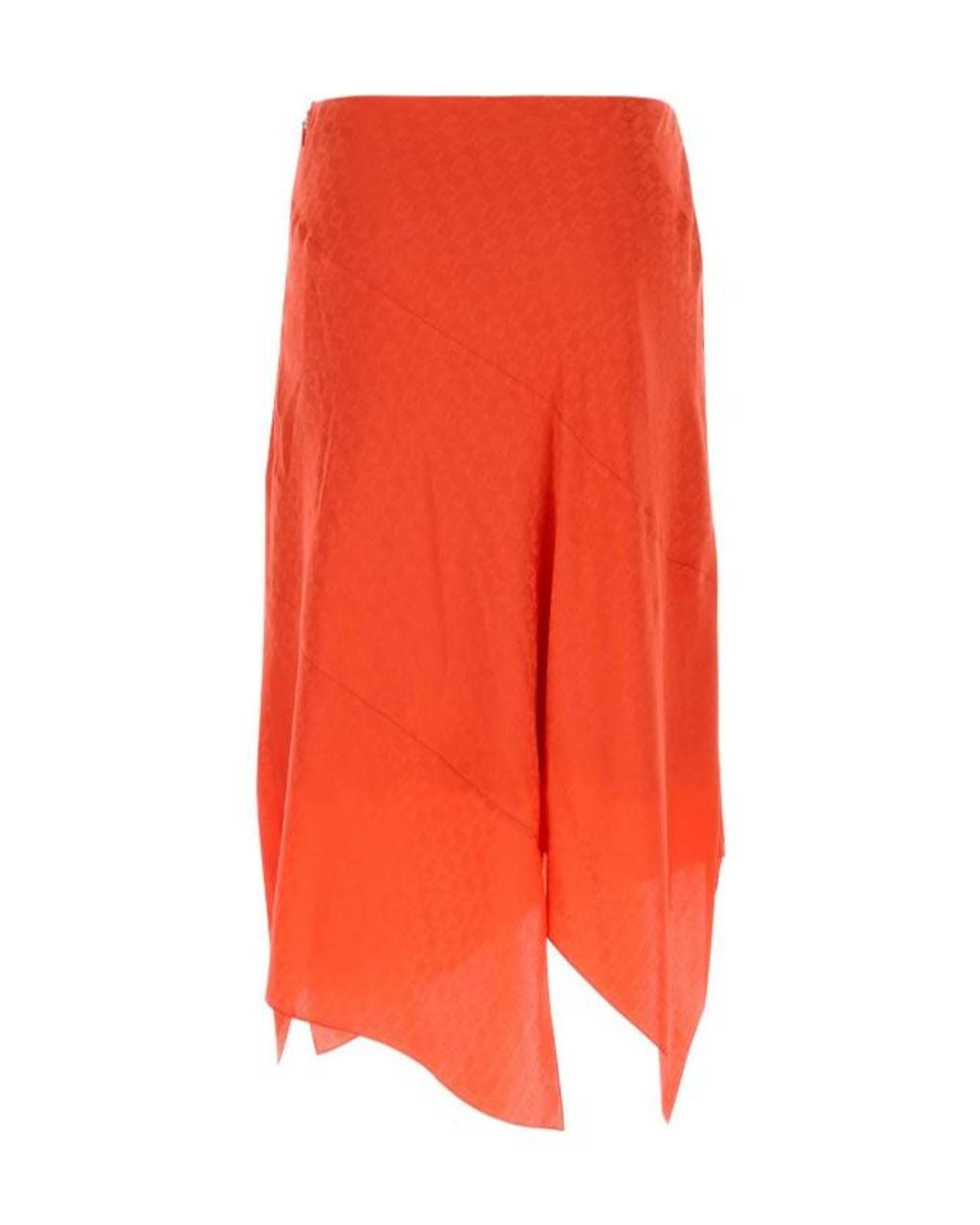 Fendi Orange Ff Jacquard Asymmetric-Hem Midi Skirt