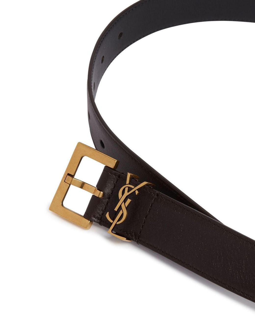 Saint Laurent White Cassandre Logo Plaque Belt