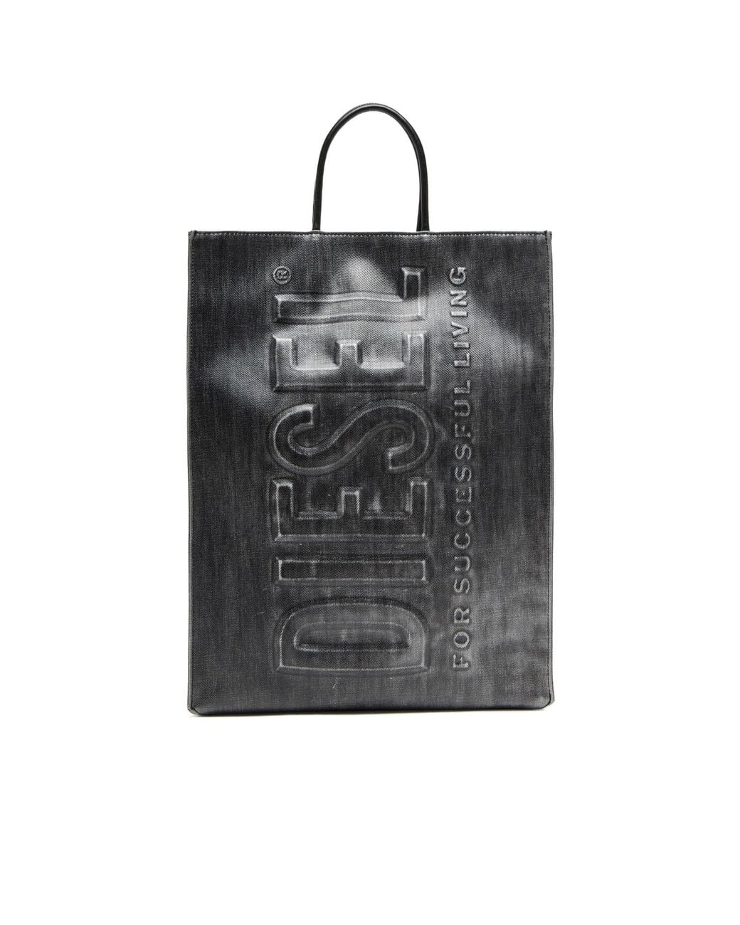 DIESEL Black Dsl 3D Logo-Embossed Top Handle Tote Bag for men