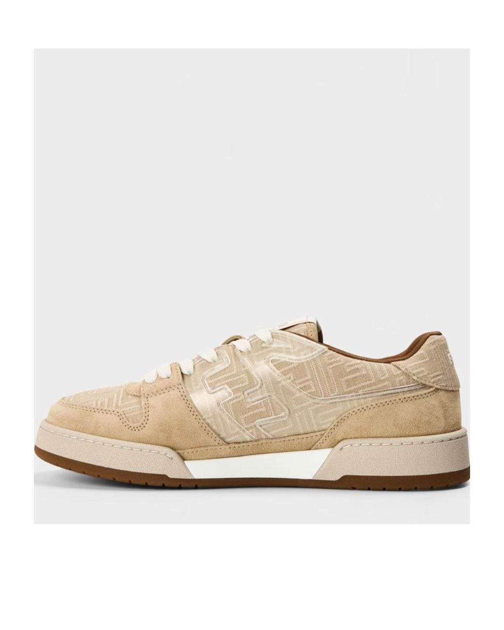 Fendi Natural Lace-Up Front Low-Top Sneakers for men