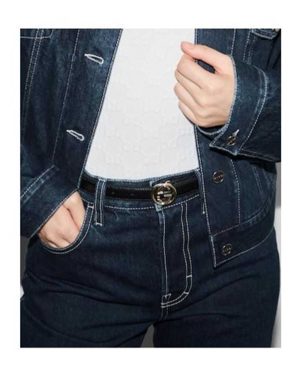 Gucci Black Interlocking G Buckle Belt