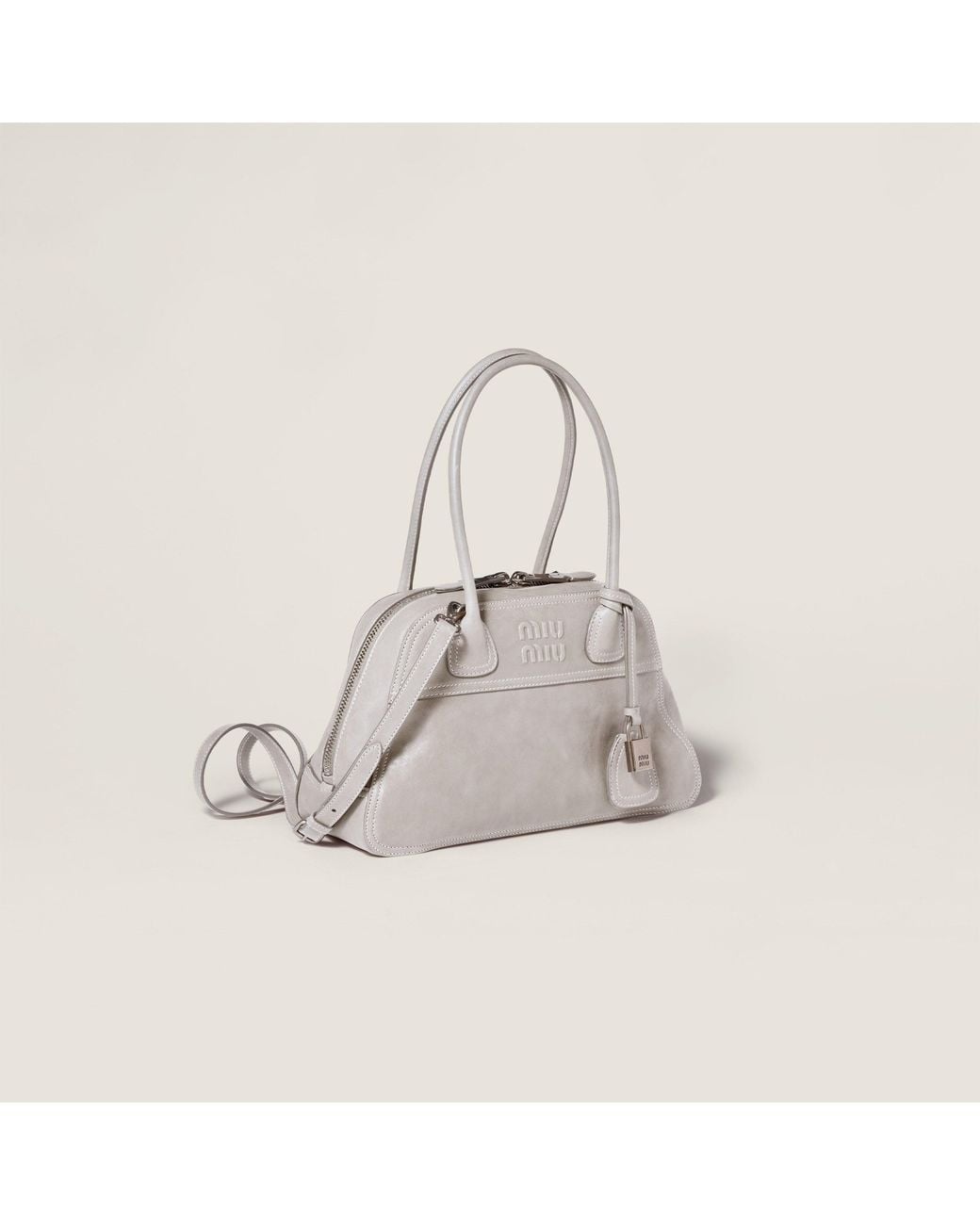 Miu Miu Gray Vivant Nappa Leather Bag