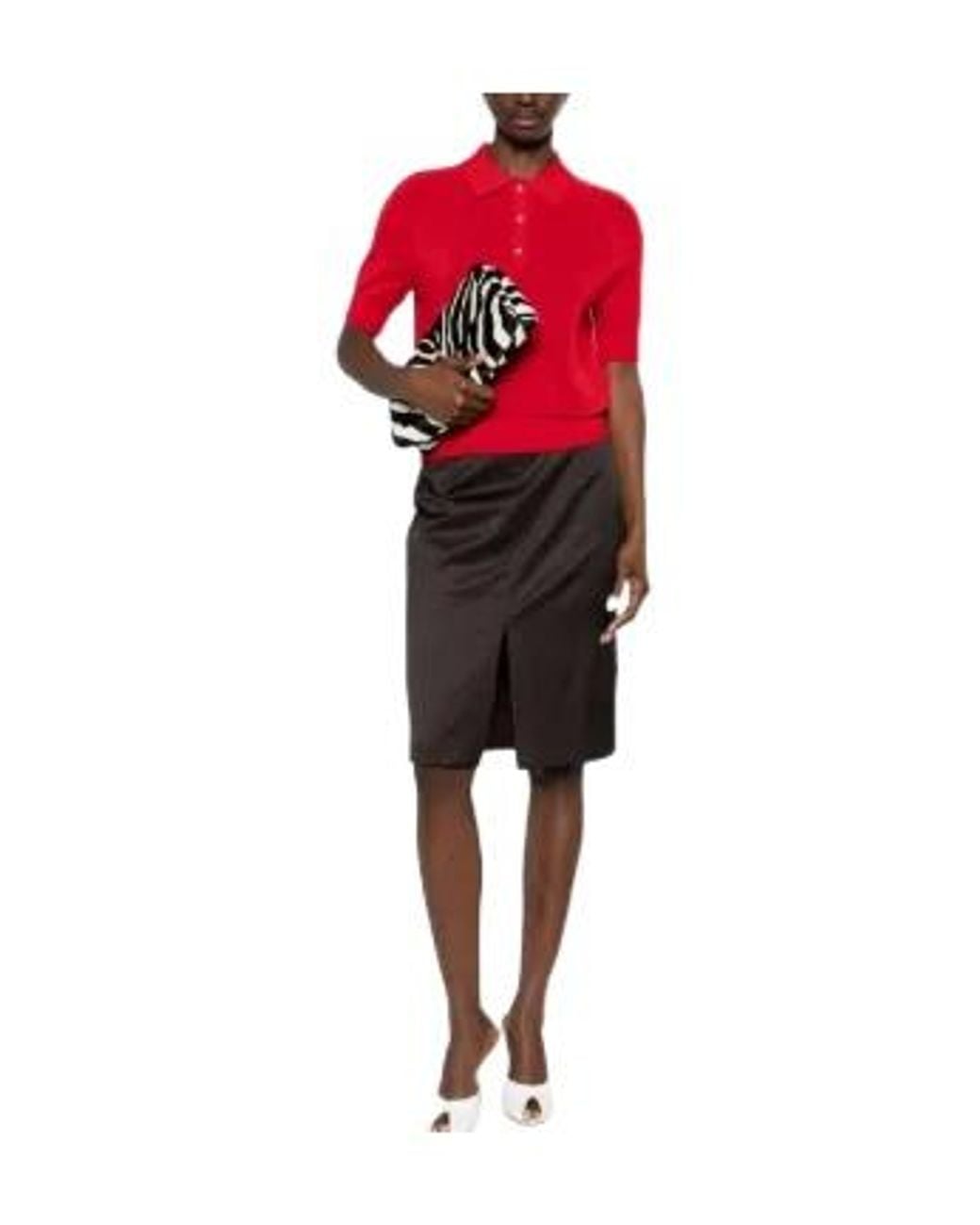 Victoria Beckham Red Short-Sleeves Polo Top