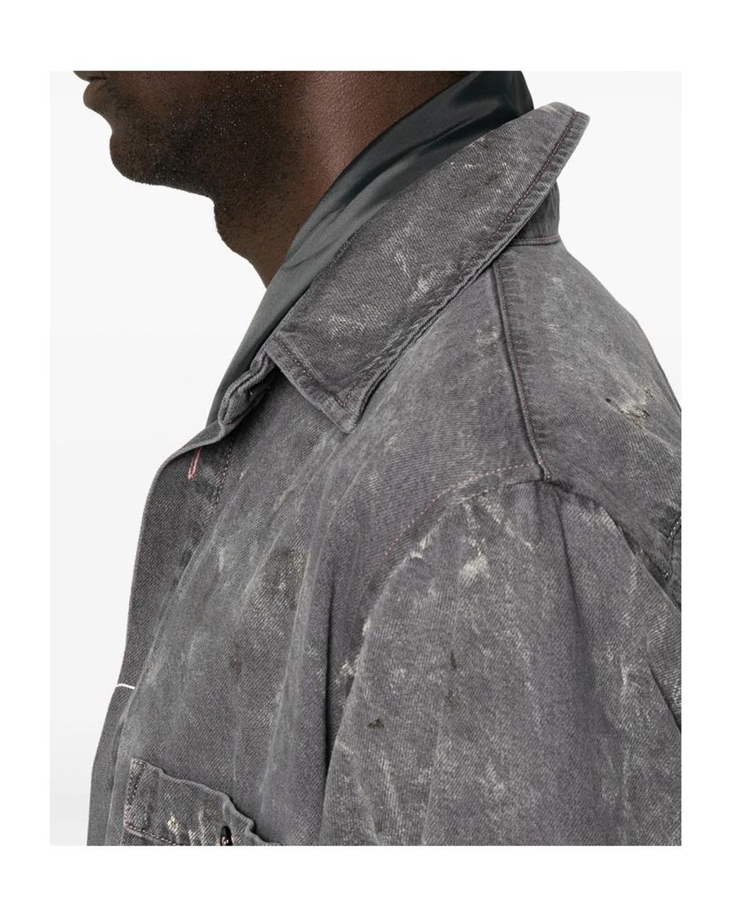MM6 by Maison Margiela Gray Distressed Denim Jacket for men