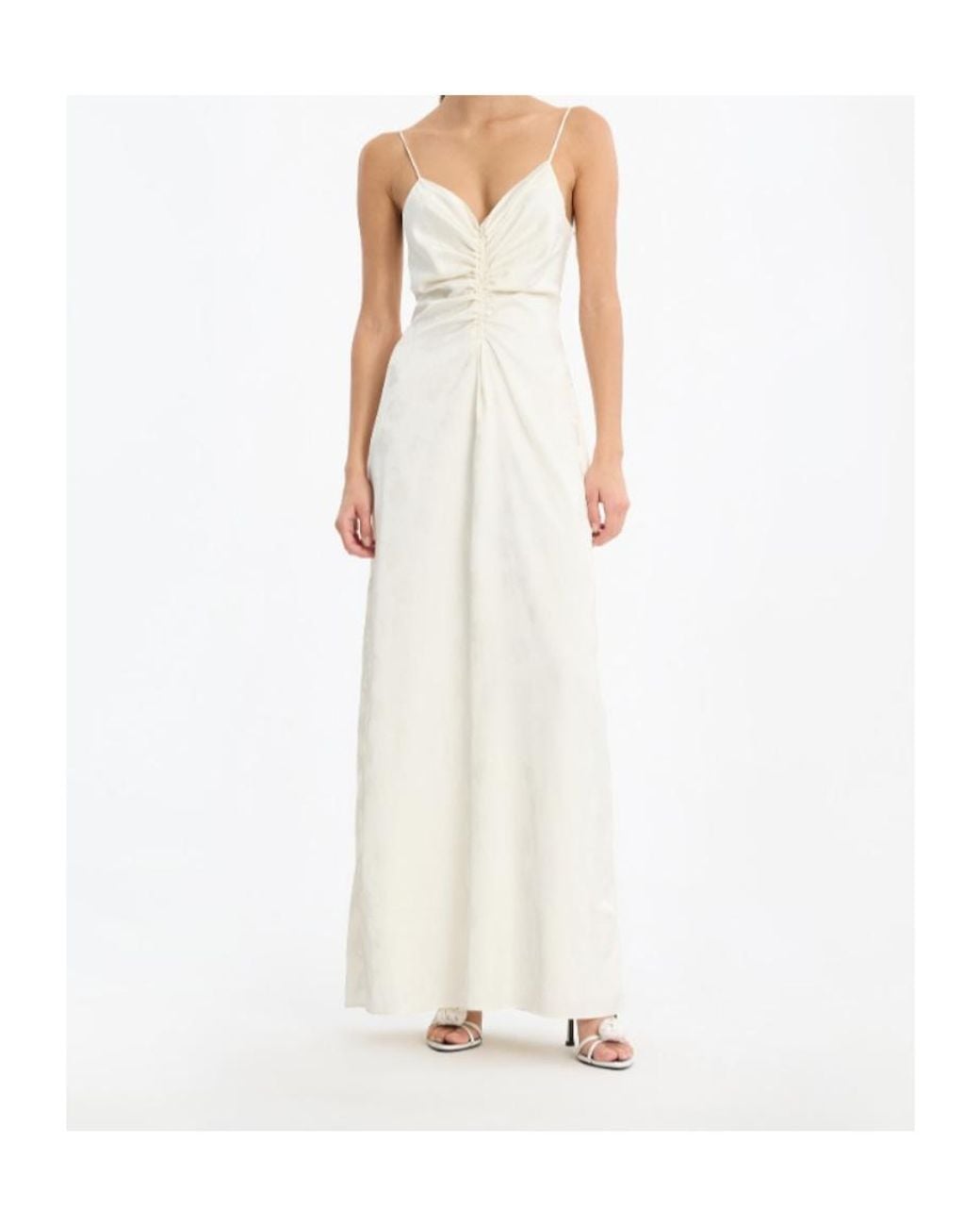 ROTATE BIRGER CHRISTENSEN White Drapy Slip Maxi Dress
