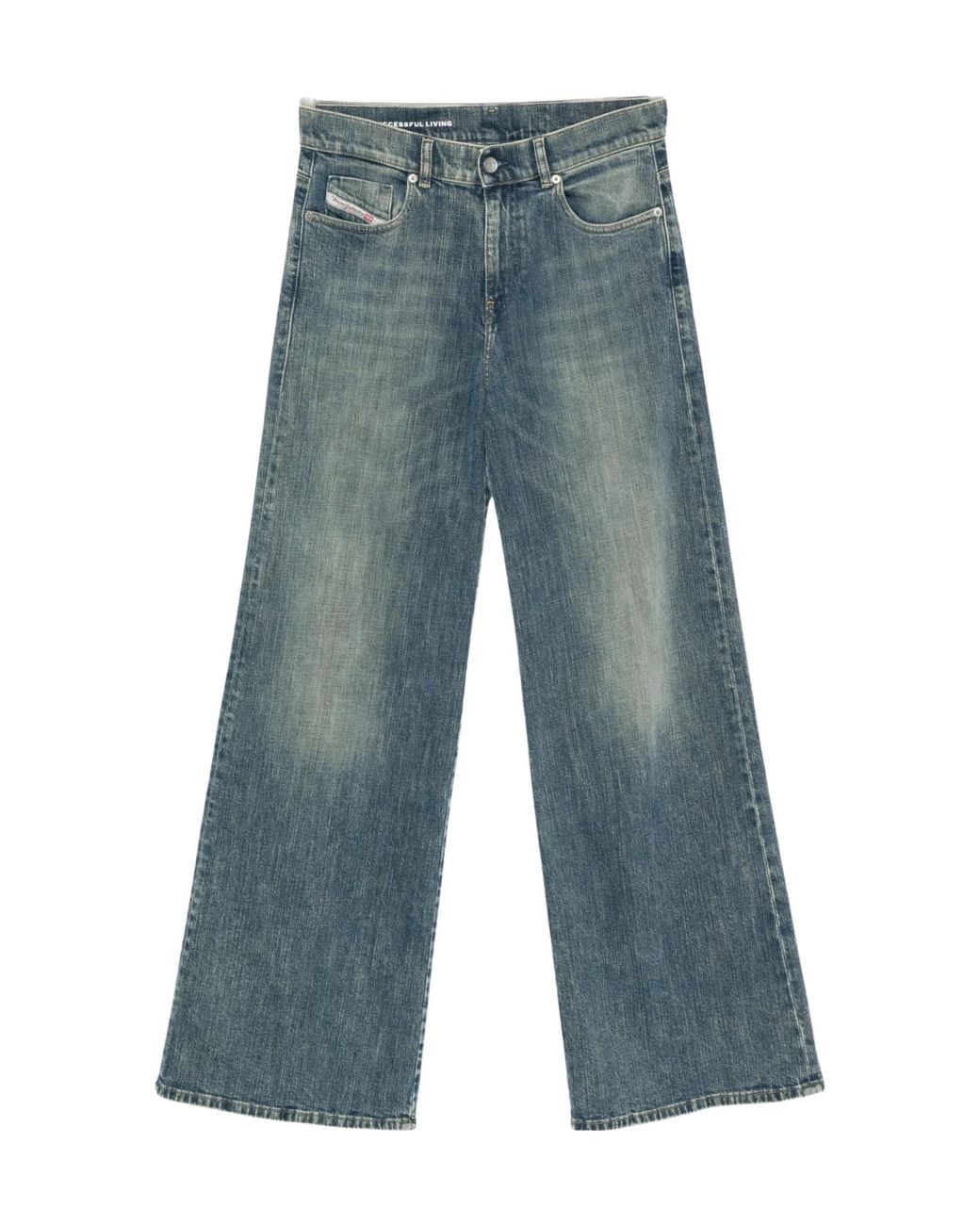 DIESEL Blue Faded Flared Jeans