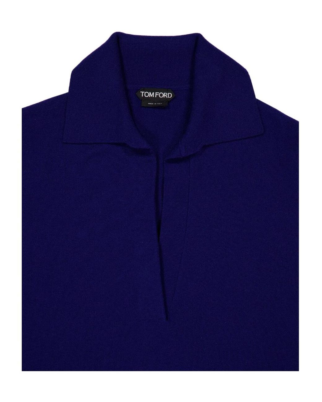 Tom Ford Blue Polo V-Neck Cashmere Knit Top