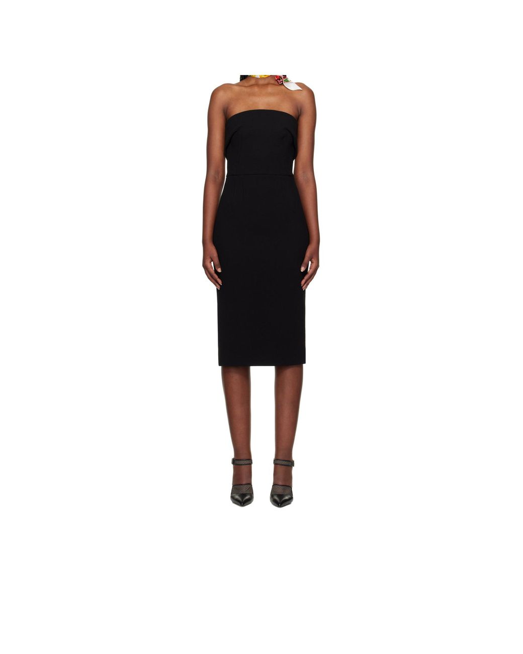 Dolce & Gabbana Black Wool Crepe Midi Dress