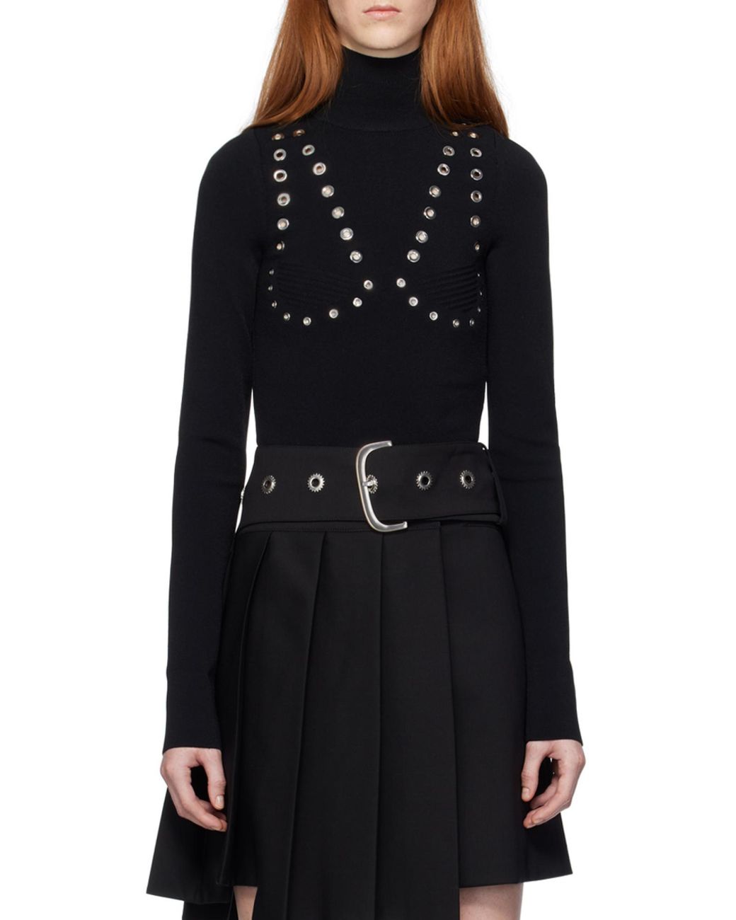 Off-White c/o Virgil Abloh Black Embellished High Neck Long-Sleeved Jumper