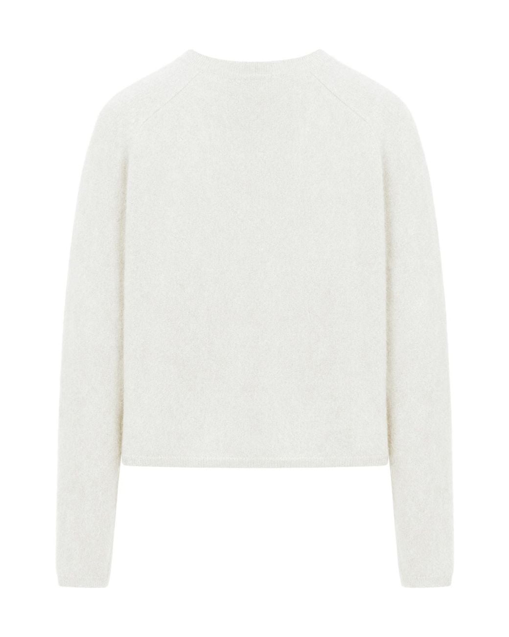 Lisa Yang White Cropped Crew Neck Knitted Sweater