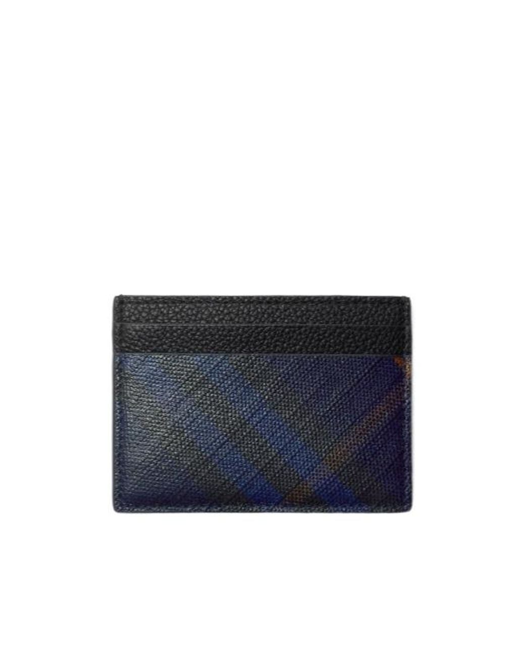 Burberry Blue Check Printed Card Holder for men