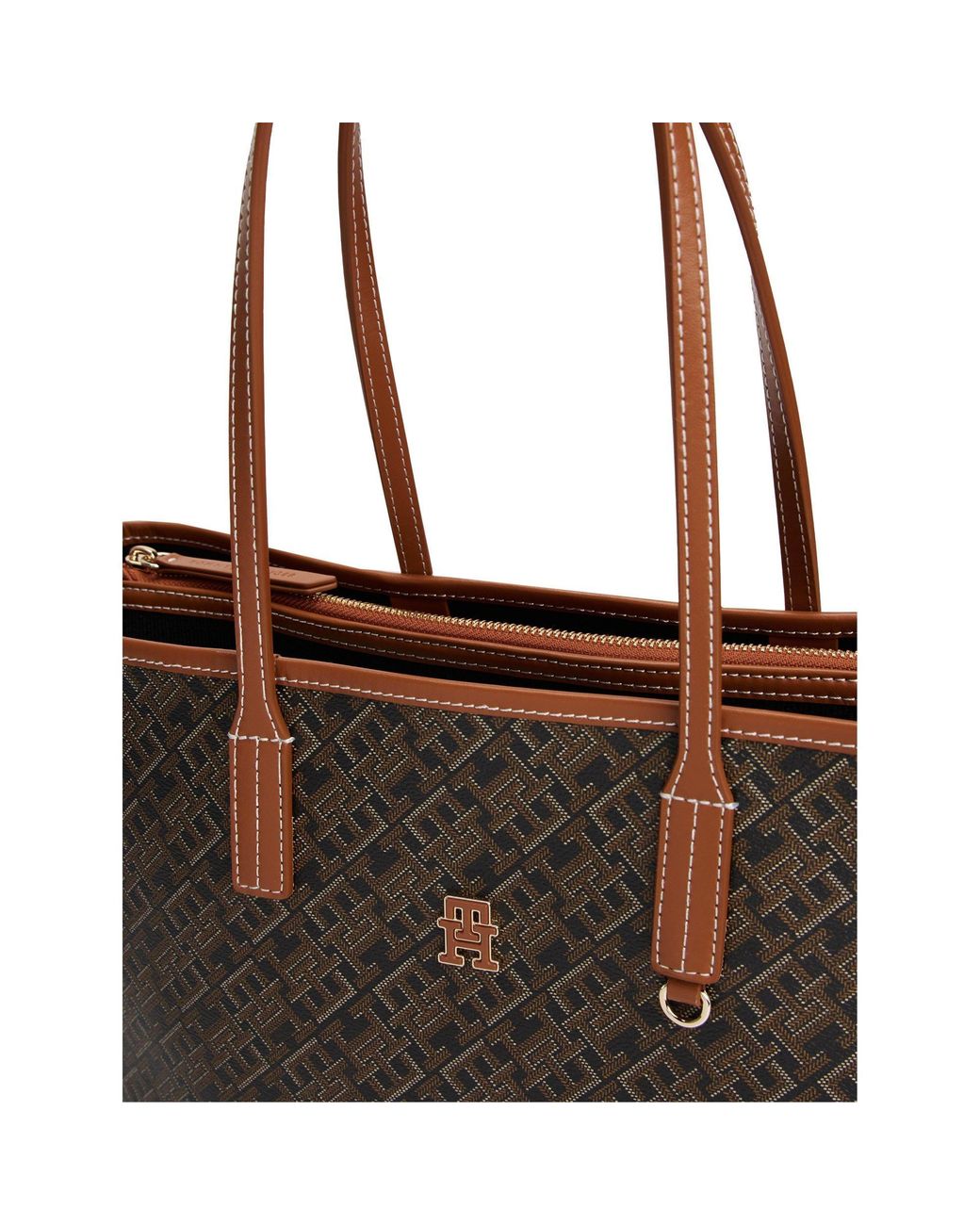 Tommy Hilfiger Brown Printed Tote Bag