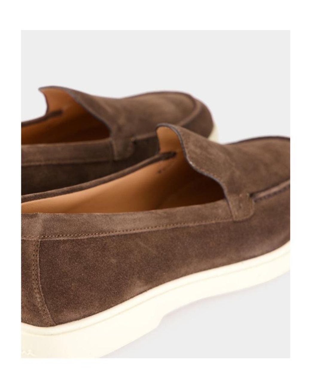 Santoni Brown Yalta Almond Toe Slip-On Loafers