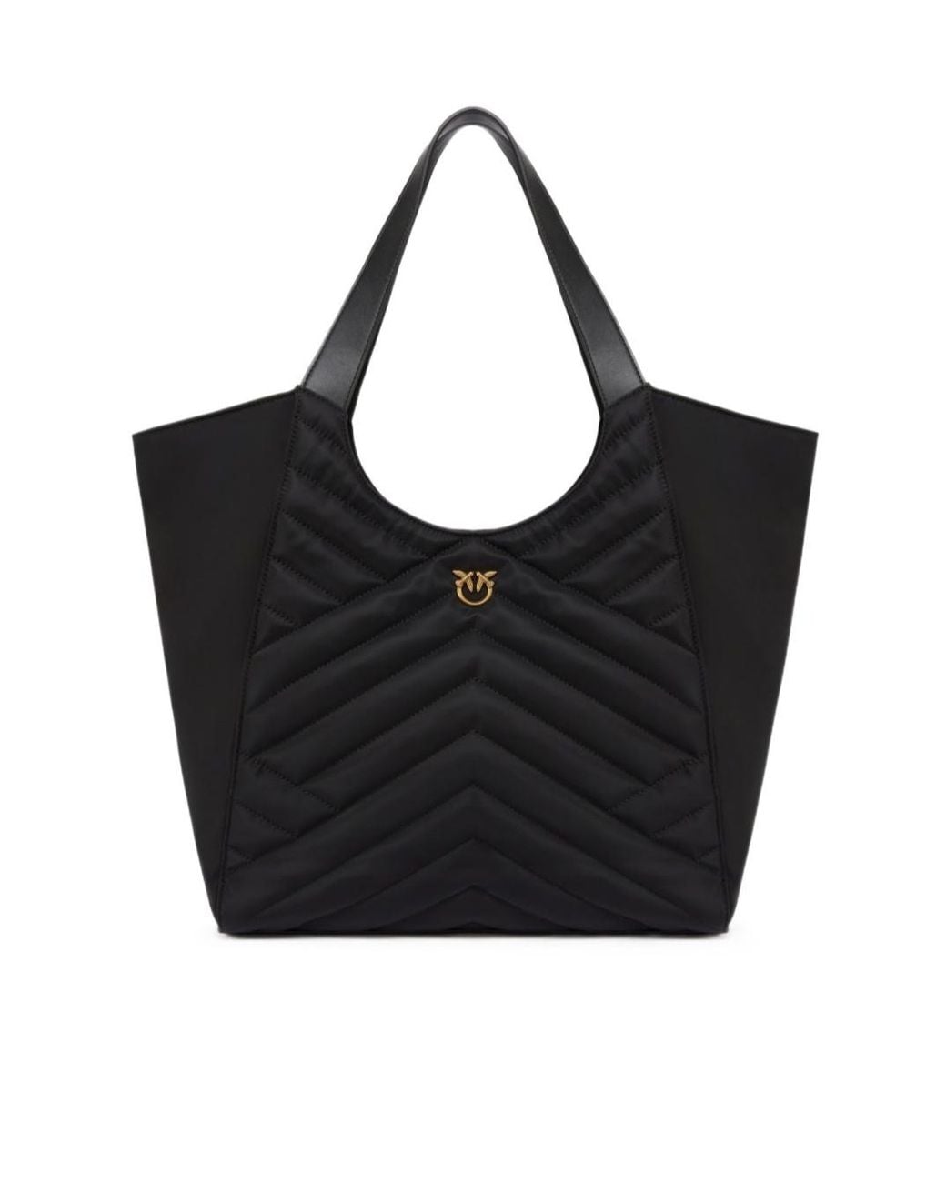 Pinko Black Puzzle-Quilted Shopper Bag
