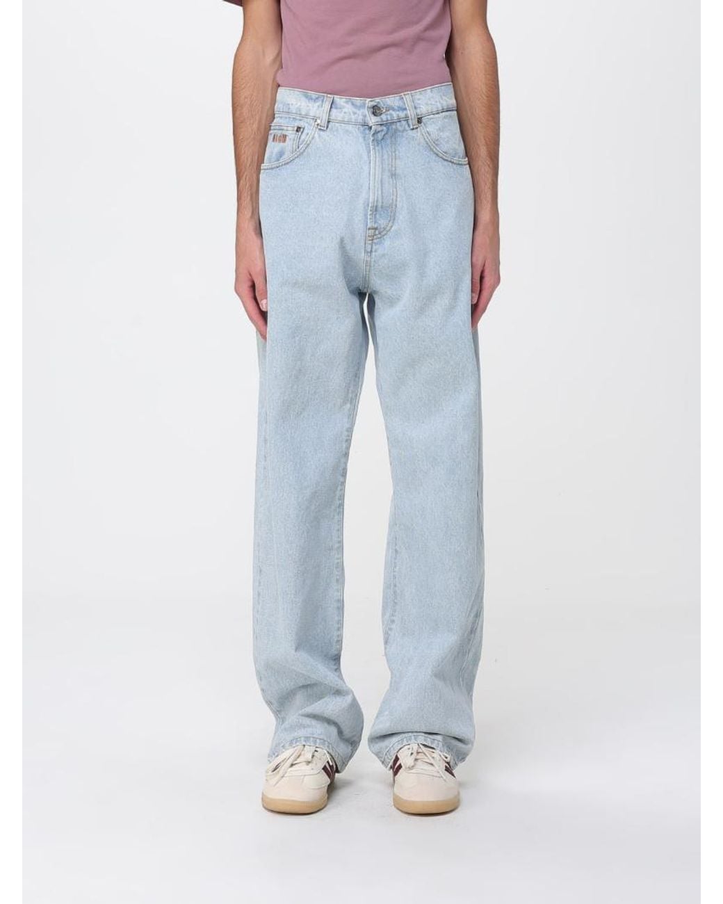 MSGM Blue Marbled Denim Trousers for men