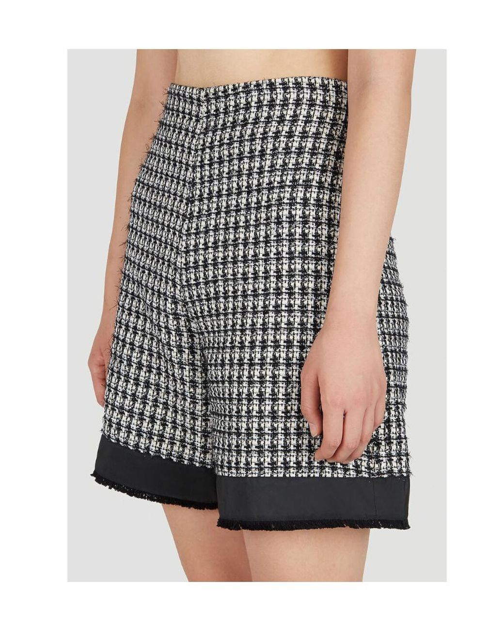 Moncler Black High-Waisted Tweed Shorts