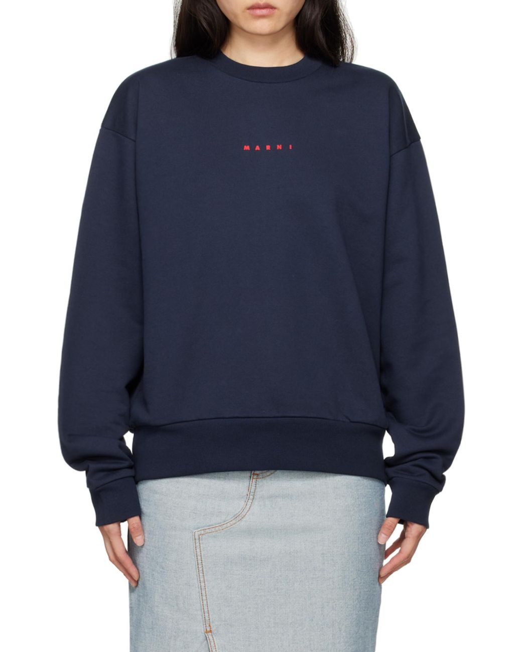 Marni Blue Logo Printed Crewneck Sweatshirt for men