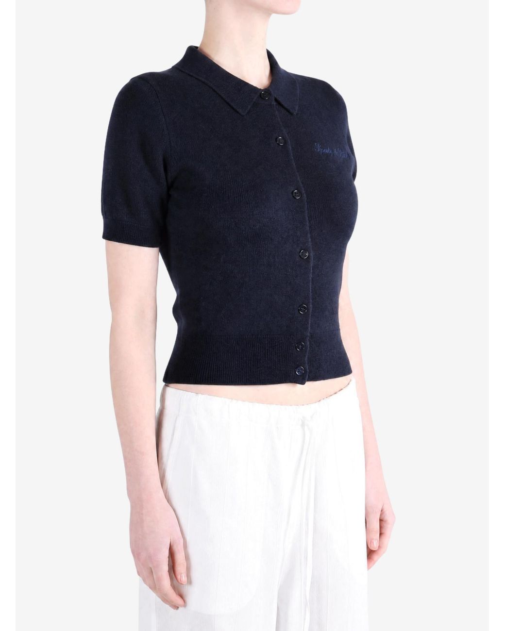 Sporty & Rich Blue Short-Sleeved Cardigan