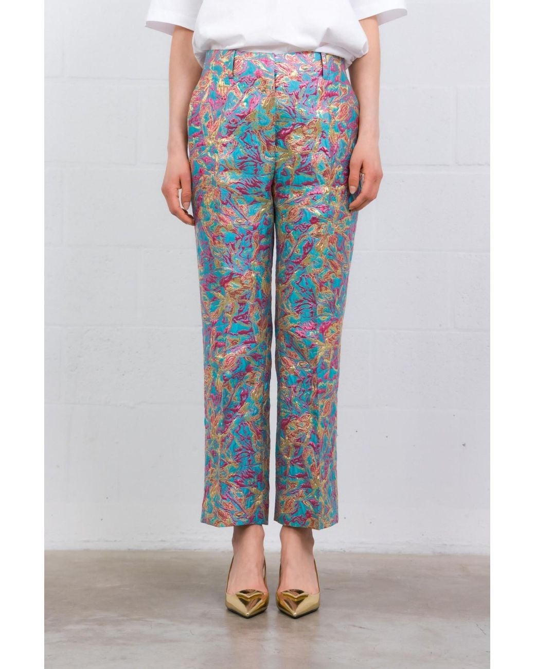 Dries Van Noten Blue Patterned Casual Pants