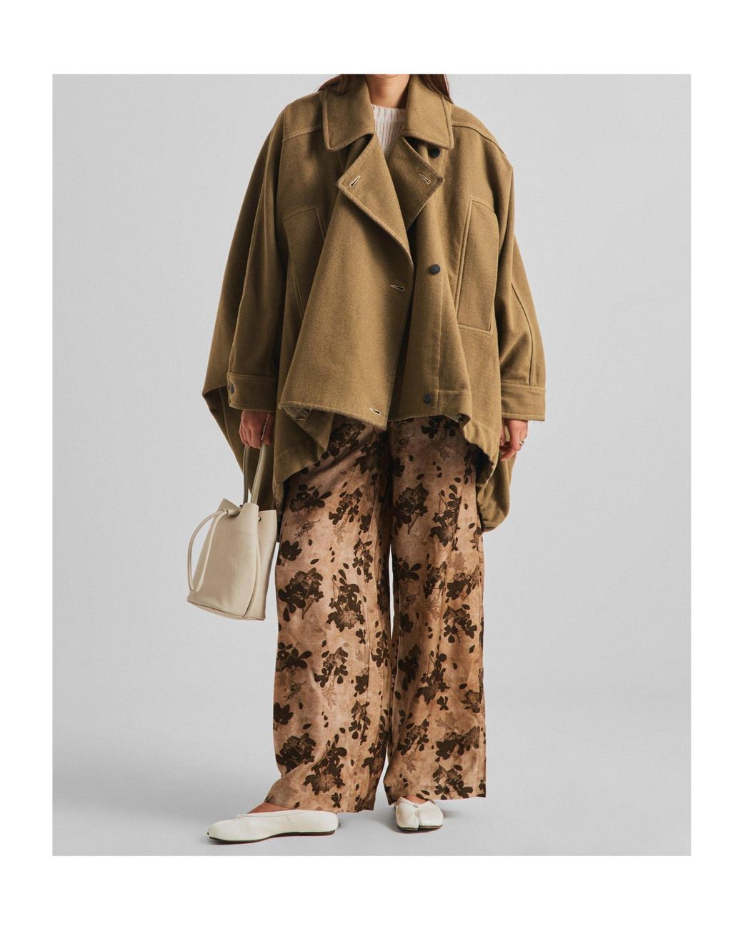 Uma Wang Green Lapel Irregular Long Coat