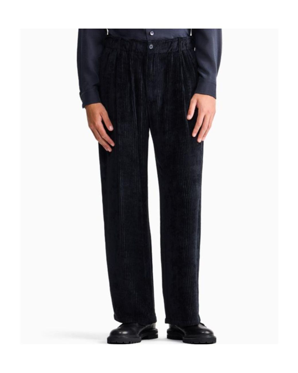 Giorgio Armani Blue Wide-Leg Corduroy Pants for men