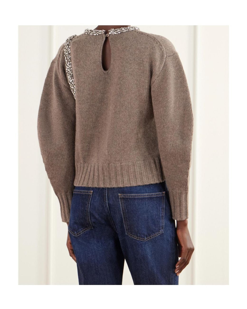 Jonathan Simkhai Brown Monroe Crystal-Embellished Sweater