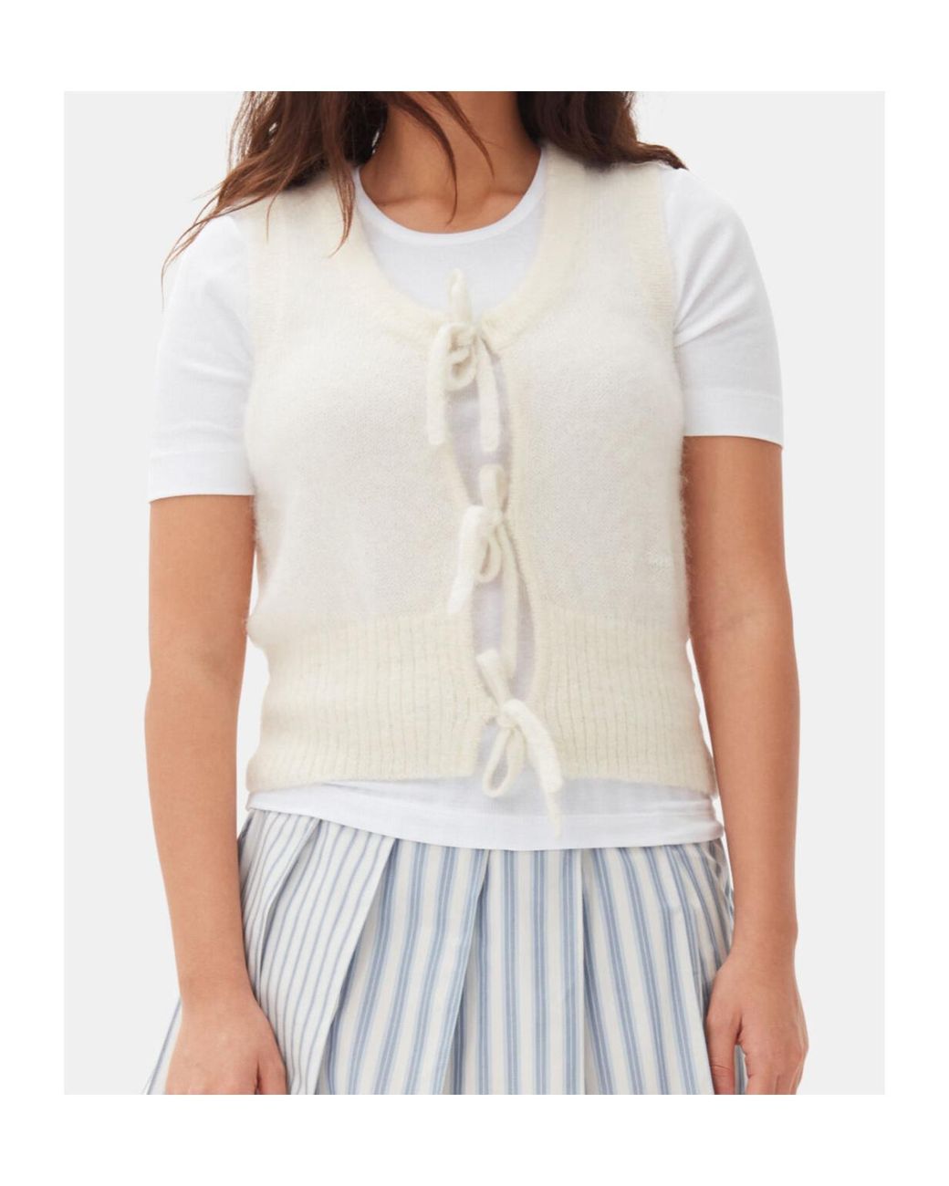 Ganni Natural Ivory Tie String Vest