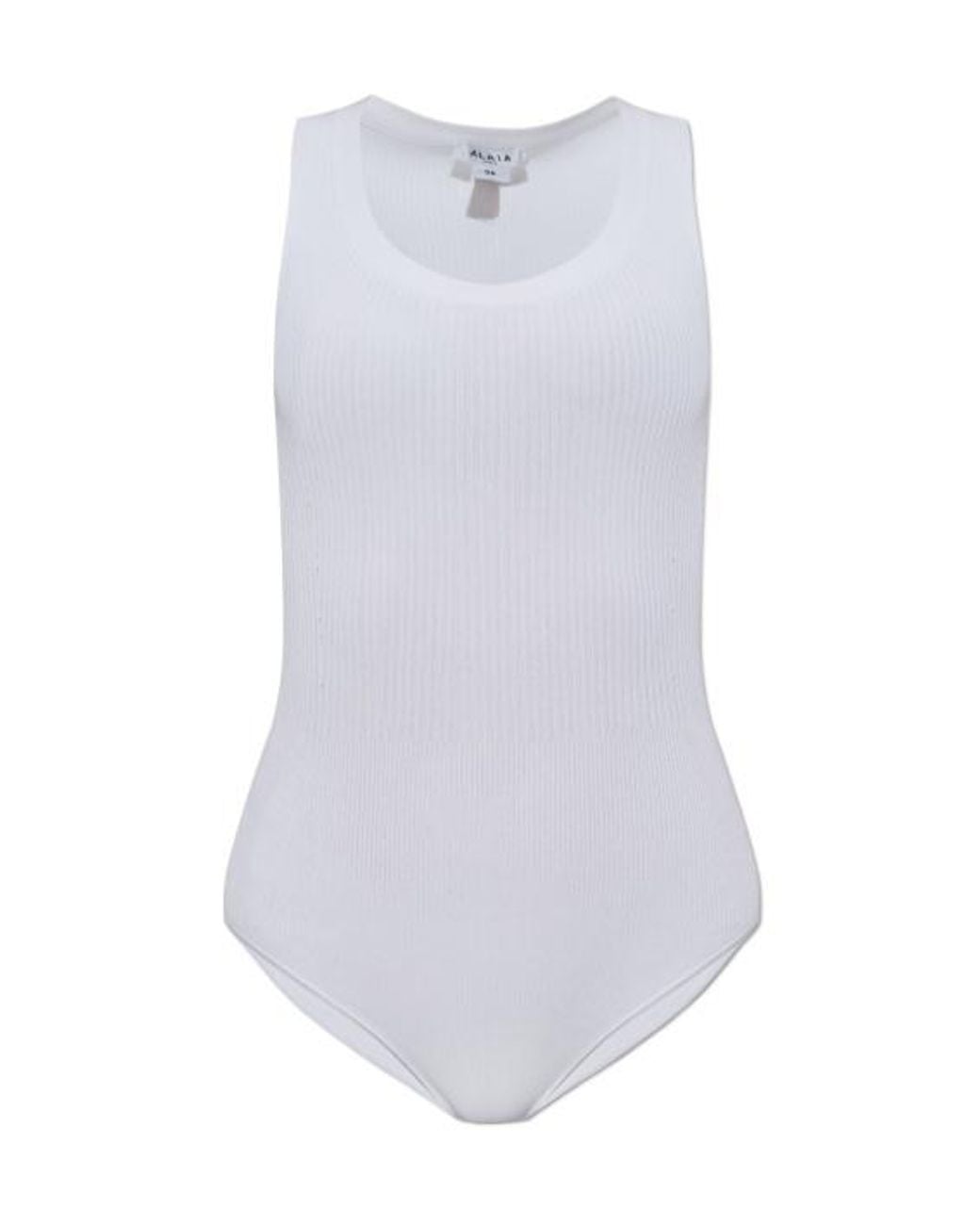 Alaïa White Alaïa Sleeveless Ribbed Knit Bodysuit
