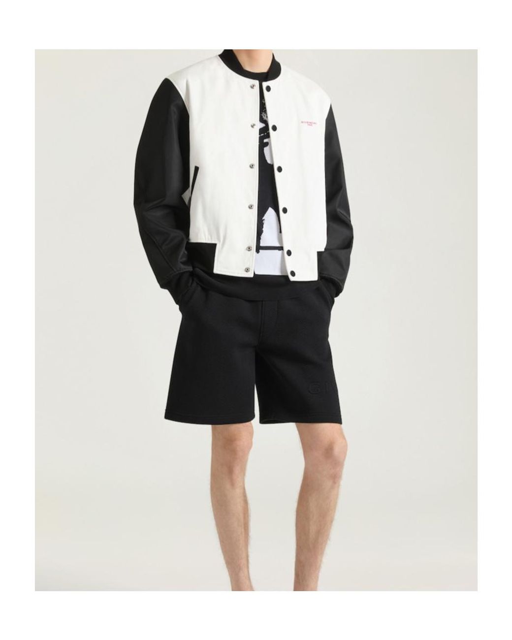 Givenchy Black Bi-Material Blouson With Photographic Negative Print for men