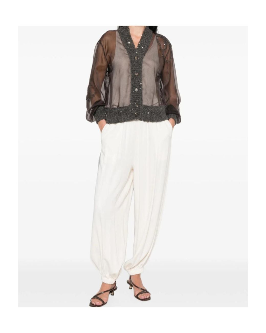 Panicale Brown Long-Sleeved Cardigan
