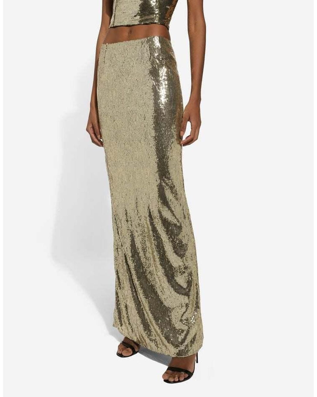 Dolce & Gabbana Natural Sequinned Mermaid Maxi Skirt