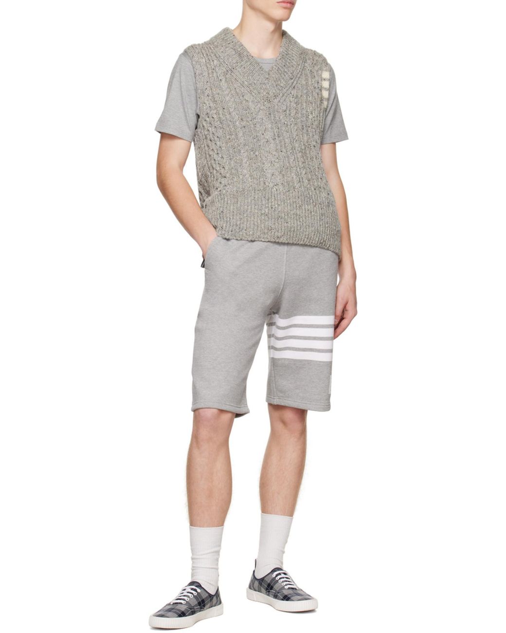 Thom Browne Gray Jersey Pocket T-Shirt for men