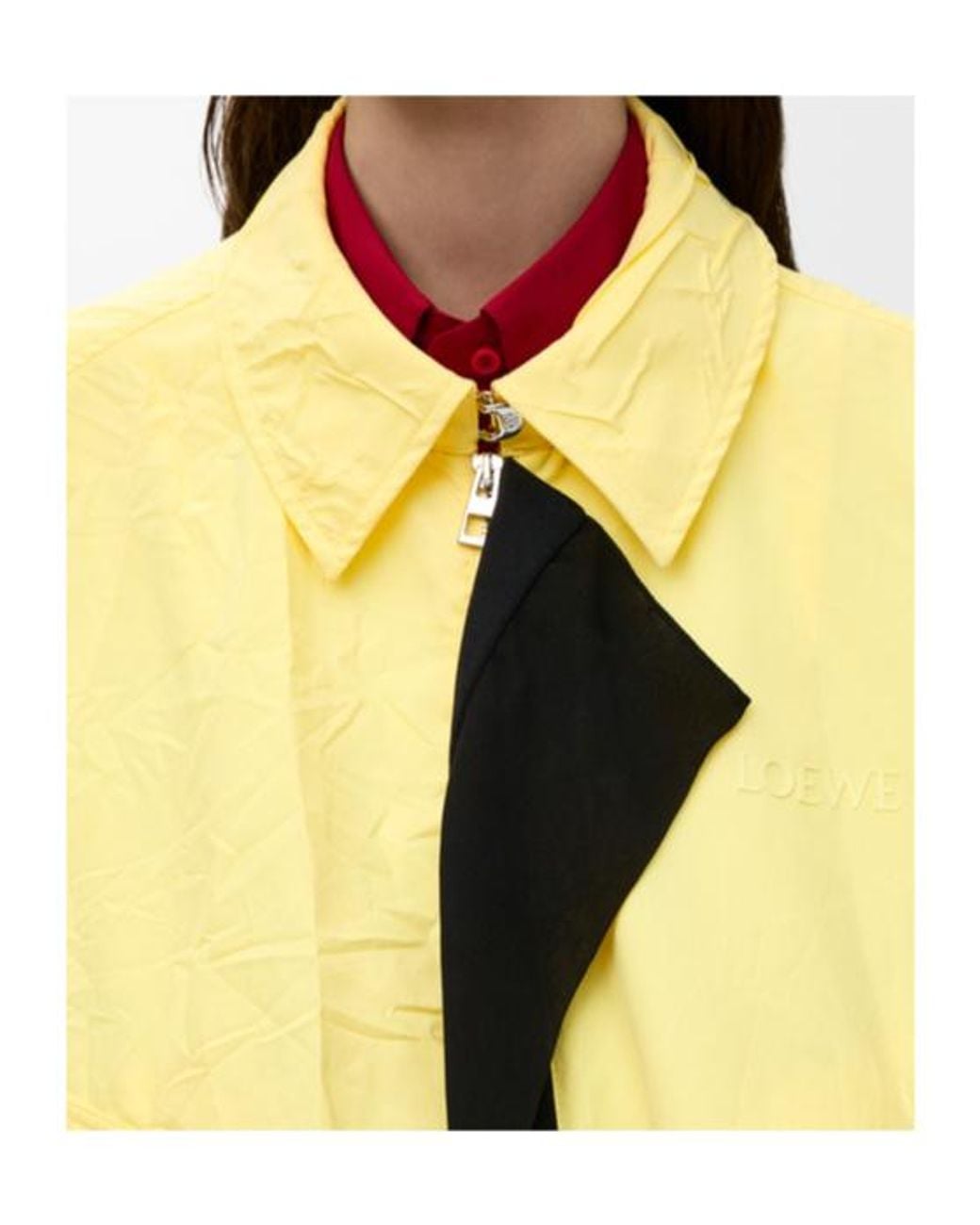 Loewe Yellow Crinkled-Finish Scarf-Detail Jacket