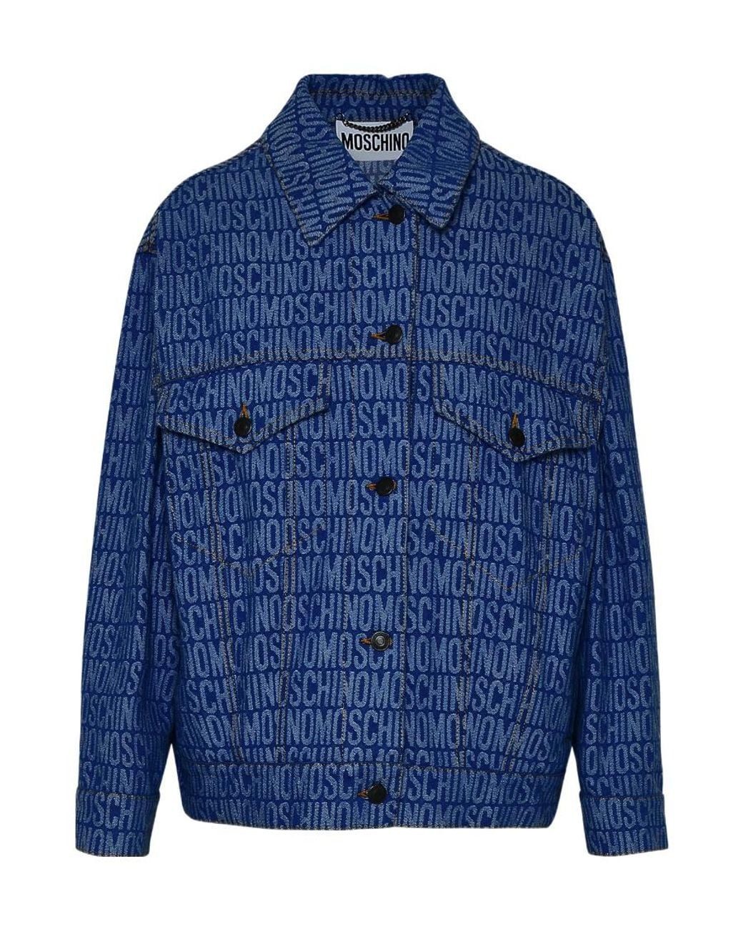 Moschino Blue Monogram-Print Denim Jacket