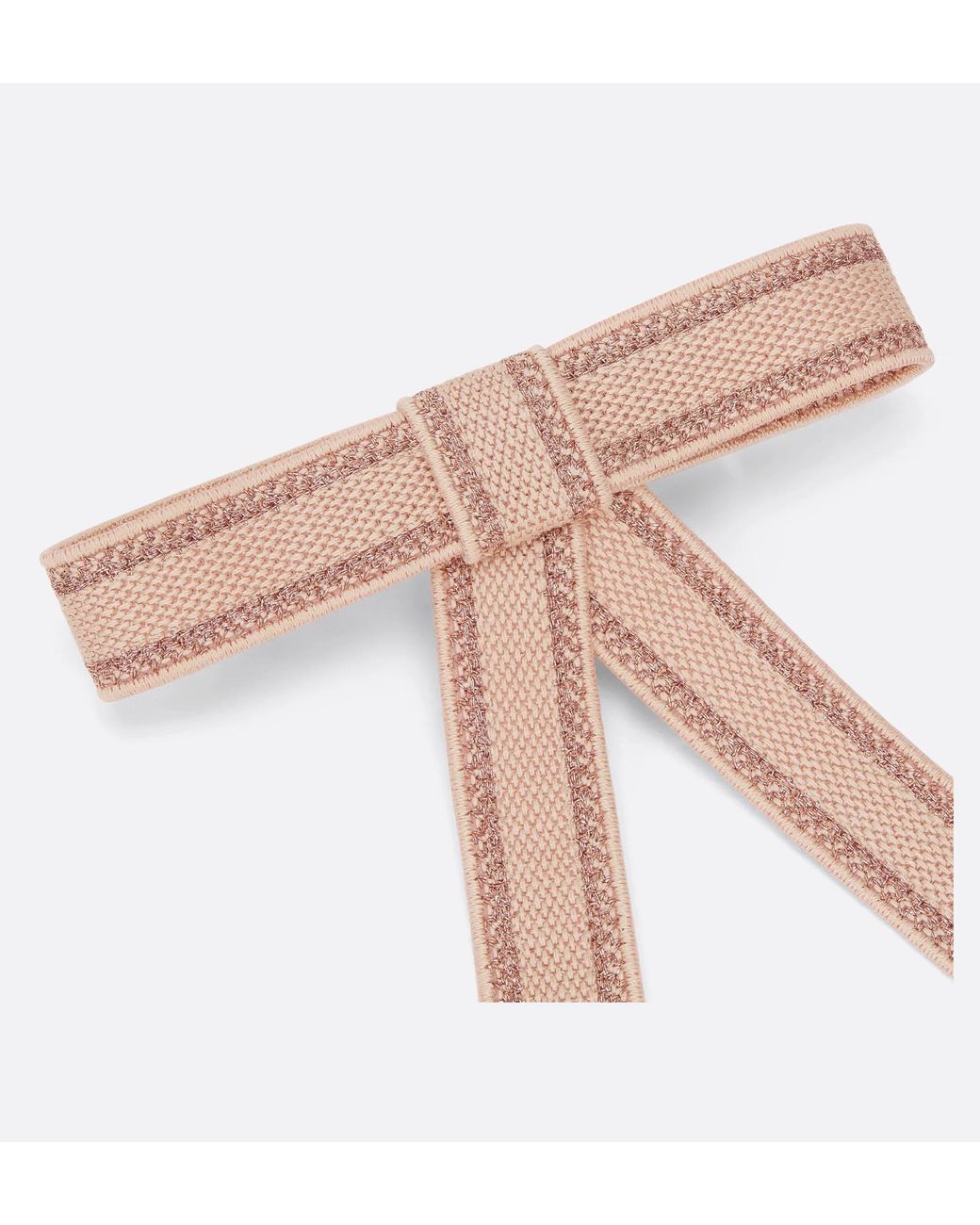 Dior White Christian Embroidered Twist Bow