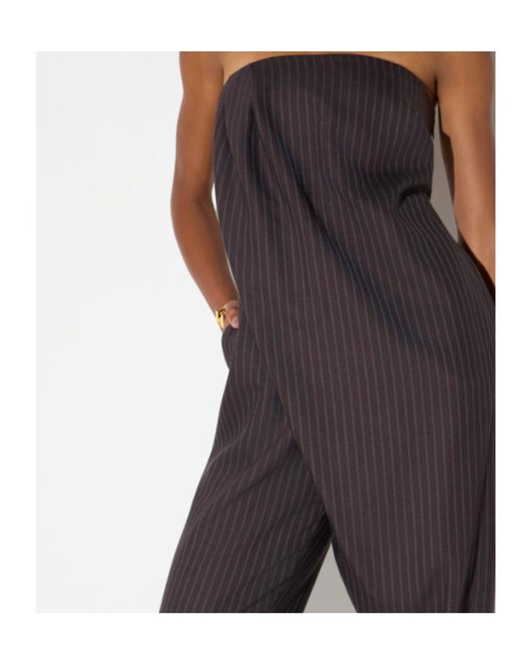 Elisabetta Franchi Multicolor Strapless Pinstripe Jumpsuit