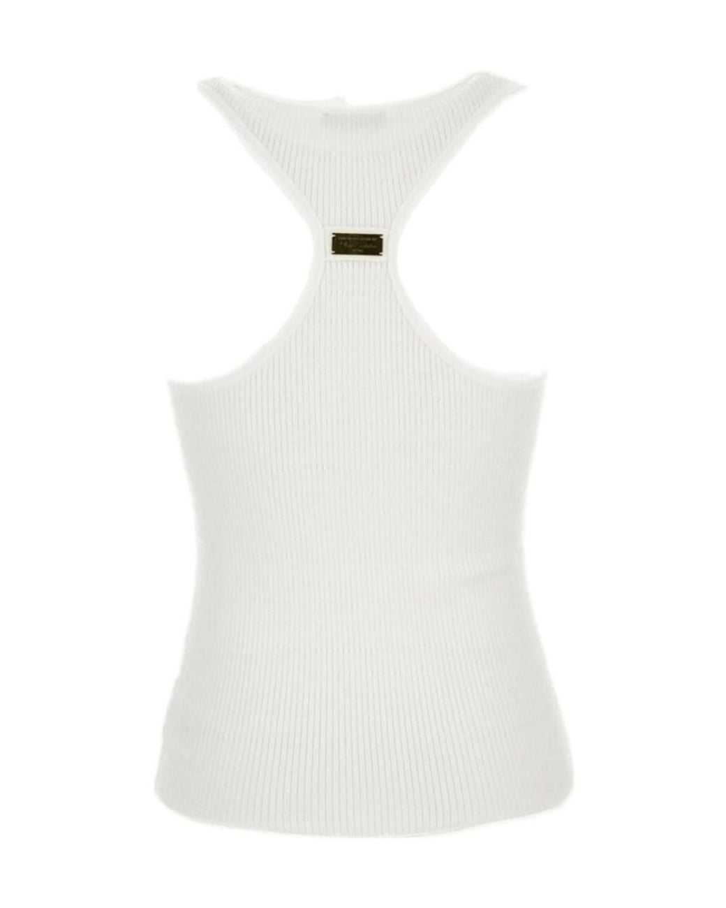Elisabetta Franchi White Micro-Braided Knit Top